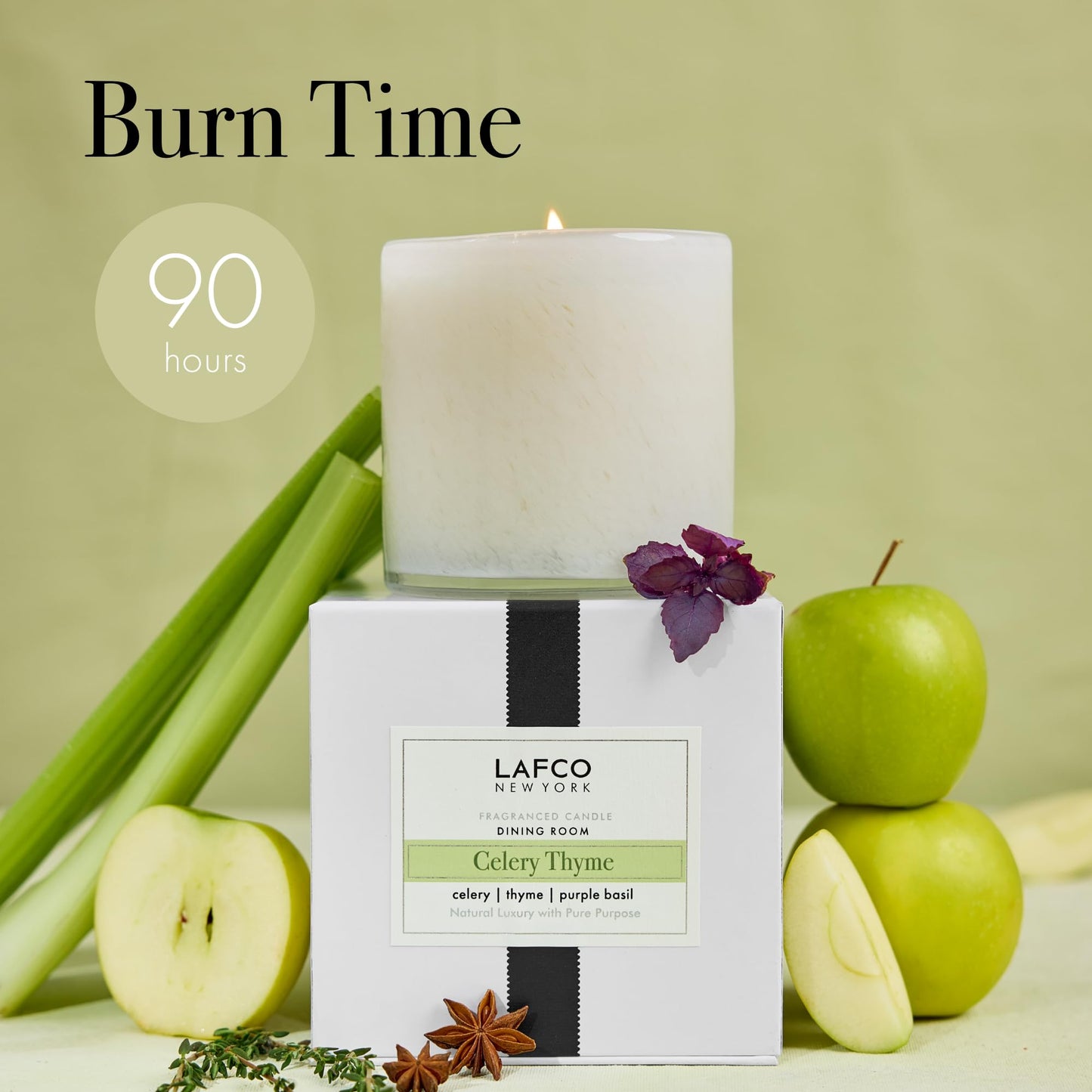 LAFCO New York Signature Candle Celery Thyme – 15.5 oz, 90-Hour Burn, USA Made