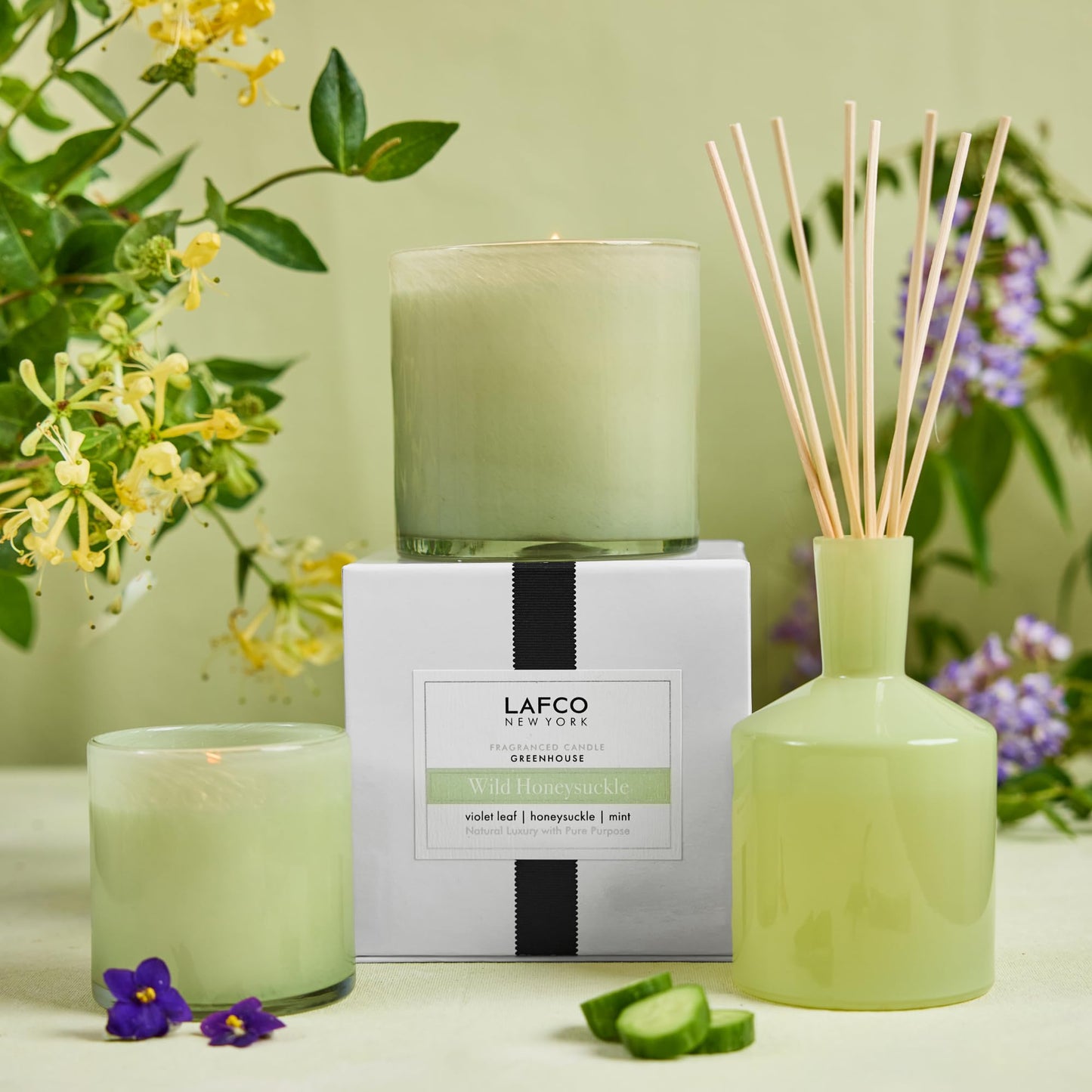 LAFCO New York Signature Candle, Wild Honeysuckle — 15.5 oz | 90-Hour Burn