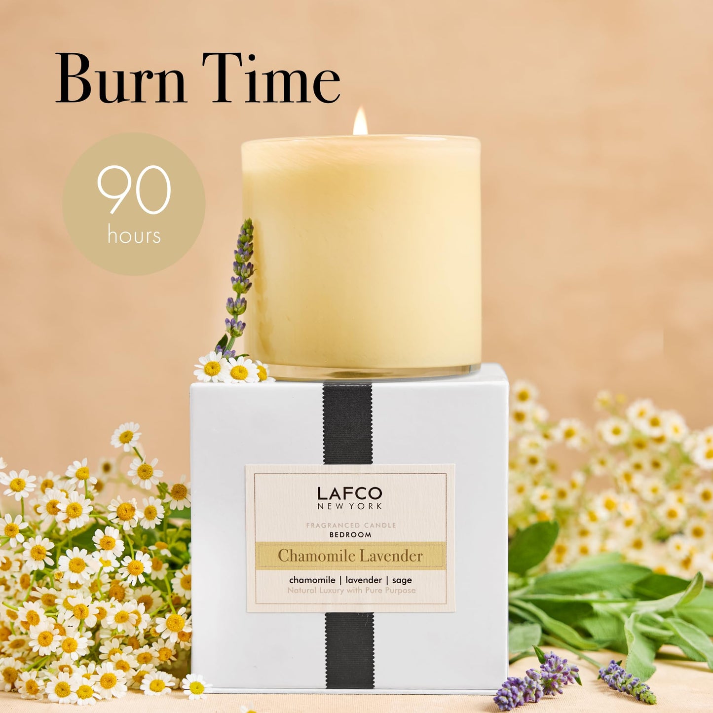 LAFCO New York Signature Candle – Chamomile Lavender, 15.5 oz, 90-Hour Burn, USA Made