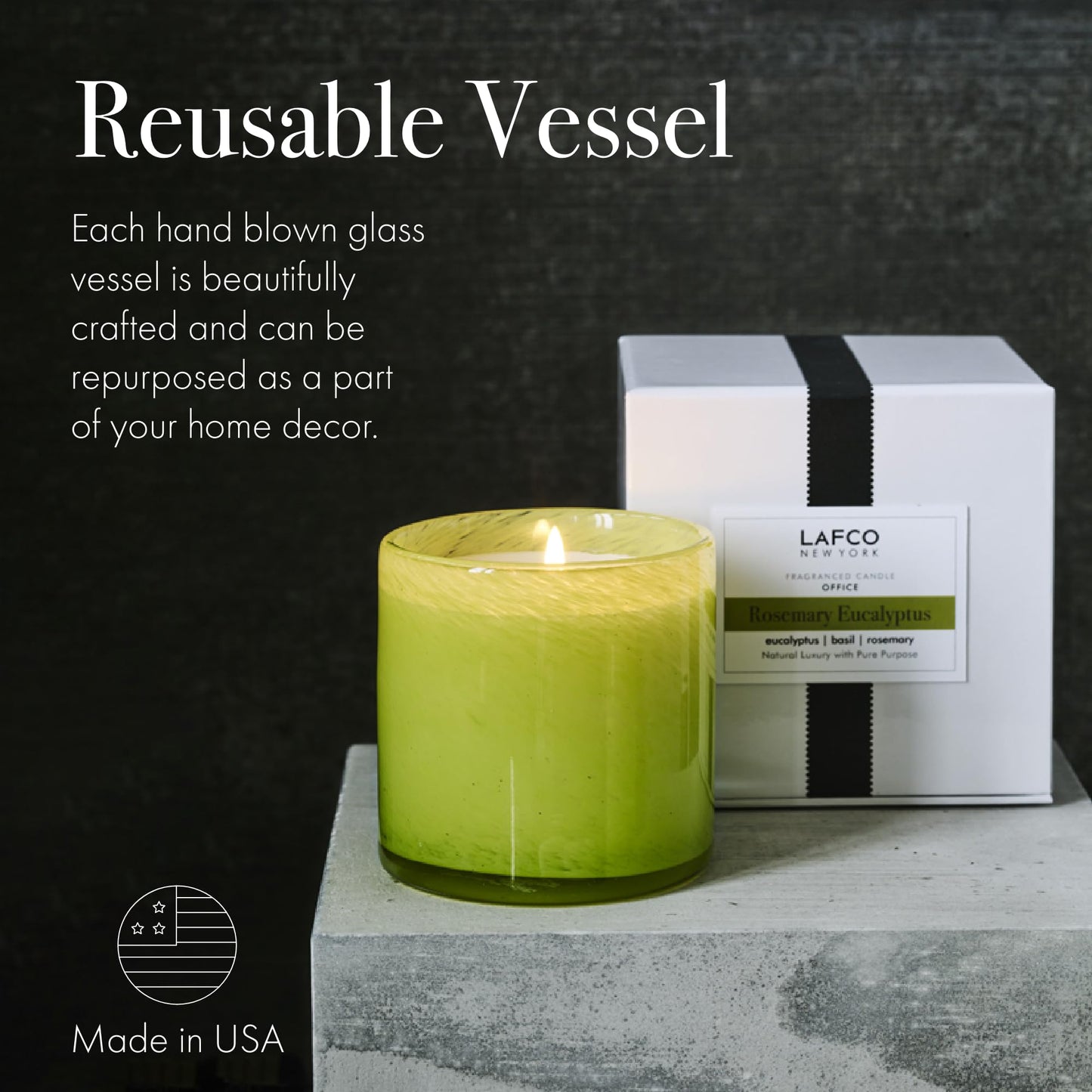 LAFCO New York Signature Candle – Rosemary Eucalyptus (15.5 oz, 90-Hour) | Made in USA
