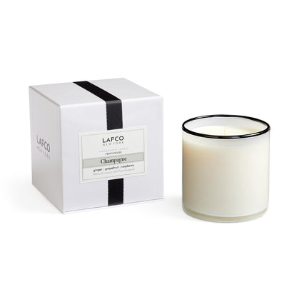 LAFCO New York Champagne Signature Candle – 15.5 oz, 90-Hour Burn, Reusable Glass Vessel