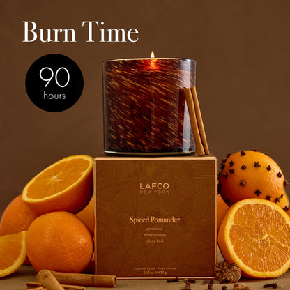 LAFCO New York Holiday Signature Fall Candle – Spiced Pomander | 15.5 oz, 90-Hour Burn, Reusable Hand-Blown Glass Vessel, Made in The USA