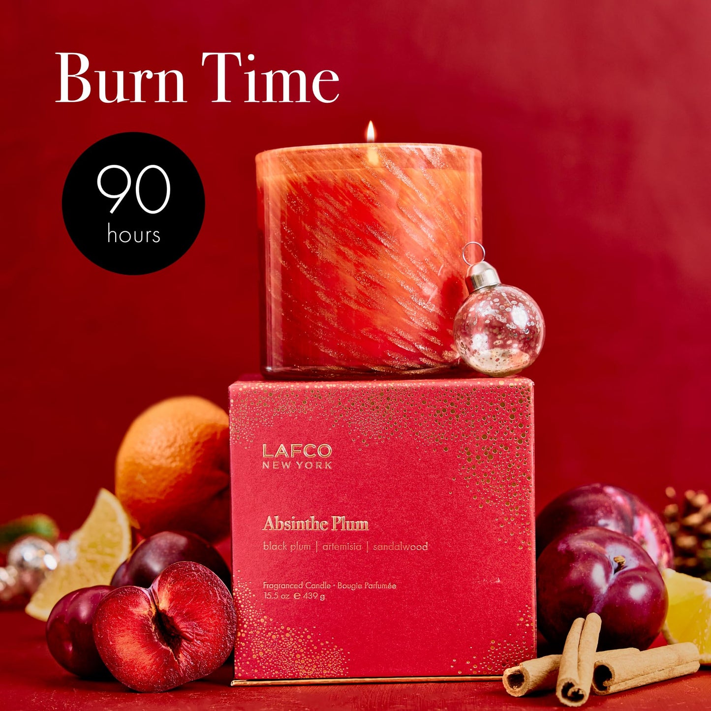 LAFCO New York Holiday Signature Candle: Absinthe Plum 15.5 oz, 90-Hour Burn