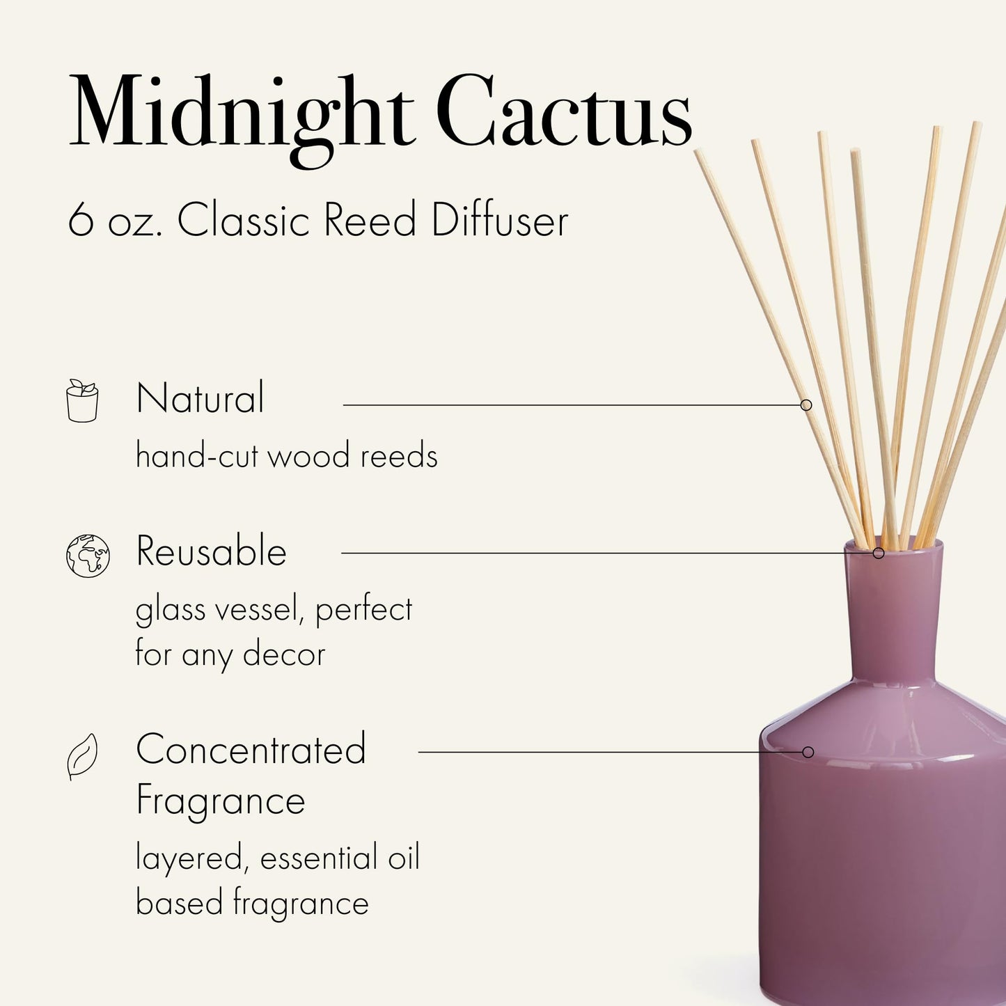 LAFCO New York Classic Reed Diffuser Midnight Cactus – 6 oz