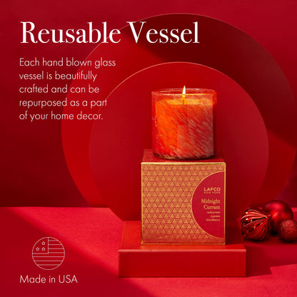 LAFCO New York Holiday Signature Candle Midnight Currant – 15.5oz, 90-Hour Burn, Reusable Glass Vessel
