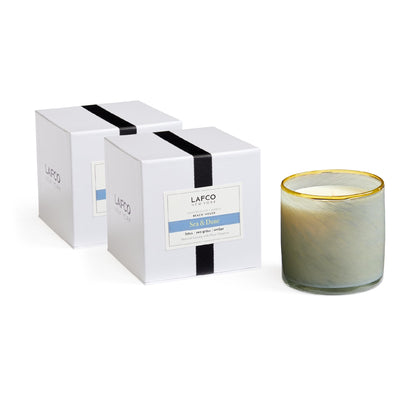 LAFCO New York Signature Candle Sea & Dune 2-Pack • 15.5 oz Each • 90-Hour Burn • Hand Blown Glass Vessel • Made in USA
