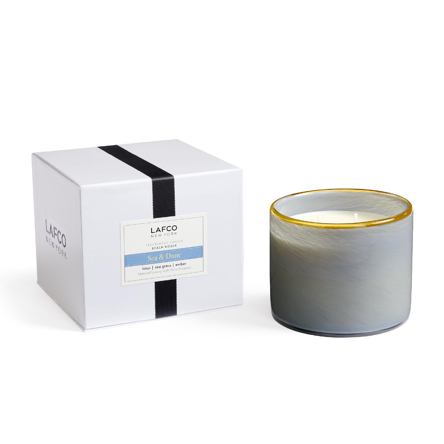 LAFCO New York Sea & Dune 3-Wick Candle - 30 oz, Hand-Blown Glass Vessel, Made in USA, 120-Hour Burn