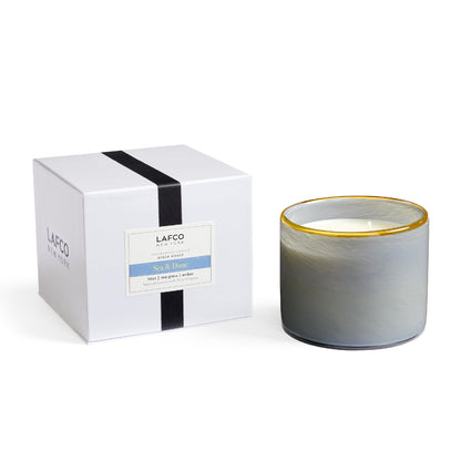 LAFCO New York Sea & Dune 3-Wick Candle - 30 oz, Hand-Blown Glass Vessel, Made in USA, 120-Hour Burn