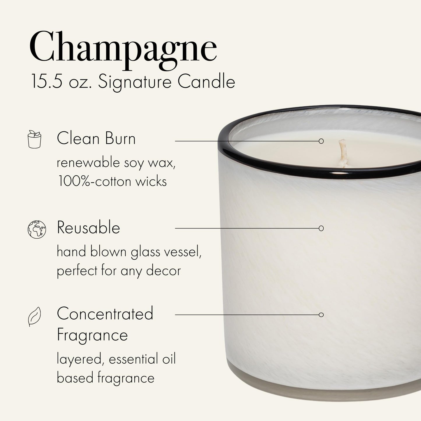 LAFCO New York Signature Candle Champagne – 15.5 oz, 2-Pack, 90-Hour Burn, Hand-Blown Glass Vessel, Made in USA