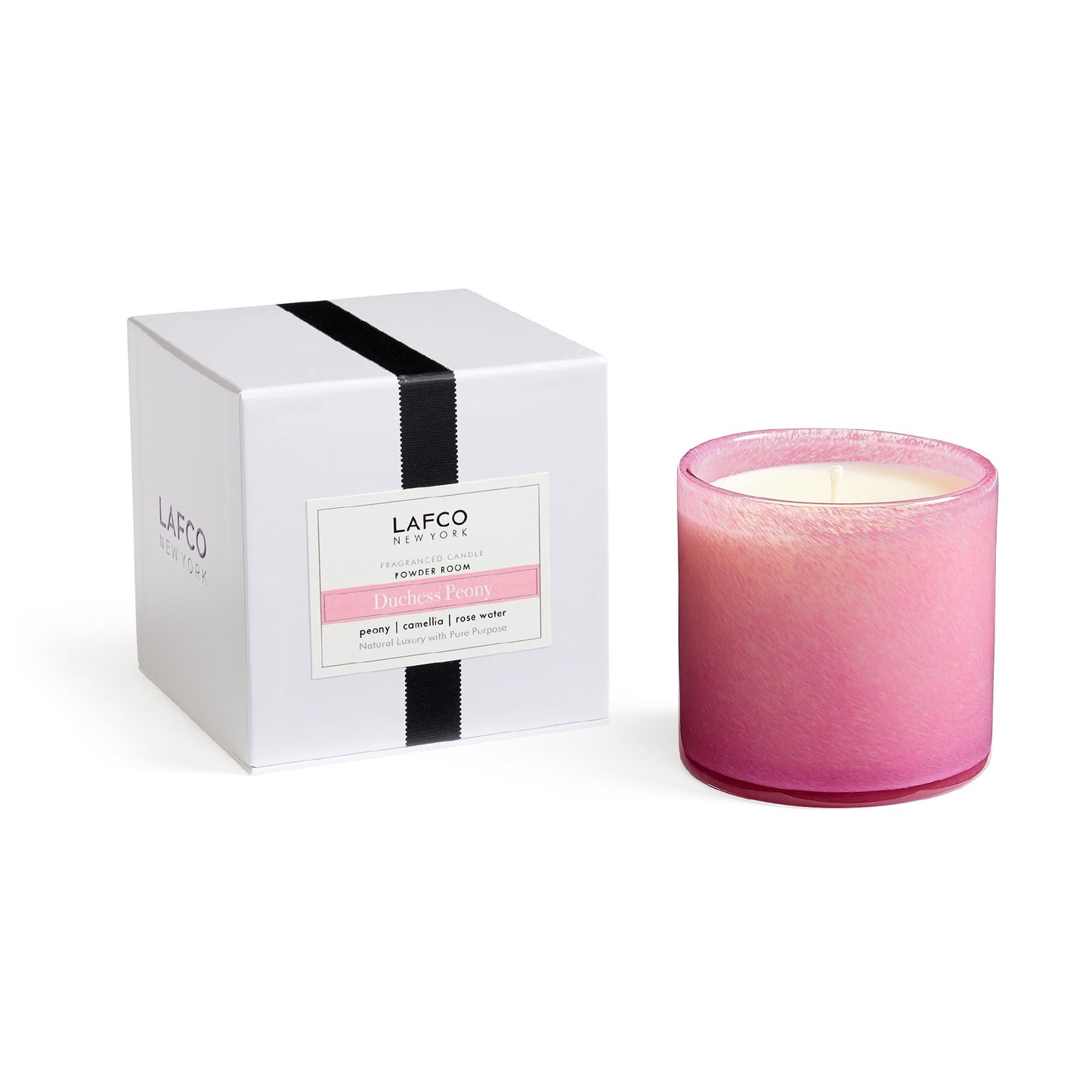 LAFCO New York Signature Candle Duchess Peony - 15.5 oz | 90-Hour Burn Time | Reusable Hand-Blown Glass Vessel | Made in The USA