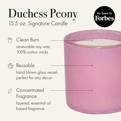 LAFCO New York Signature Candle Duchess Peony - 15.5 oz | 90-Hour Burn Time | Reusable Hand-Blown Glass Vessel | Made in The USA