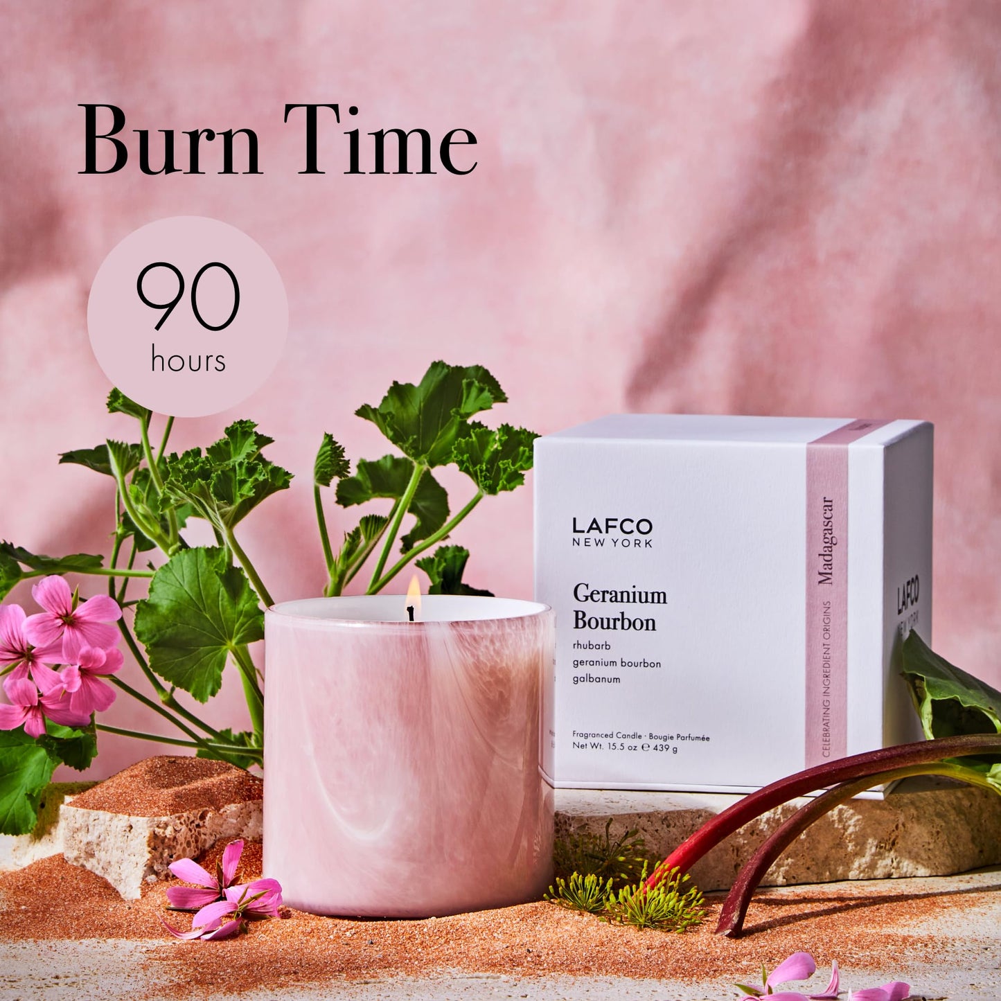 LAFCO New York Signature Candle Geranium Bourbon – 15.5 oz, 90-Hour Burn Time