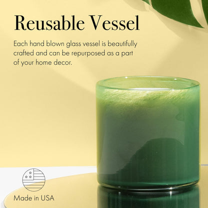 LAFCO New York Signature Candle Jungle Bloom – 15.5 oz, 90-Hour Burn Time, Reusable Hand-Blown Glass Vessel, Made in USA