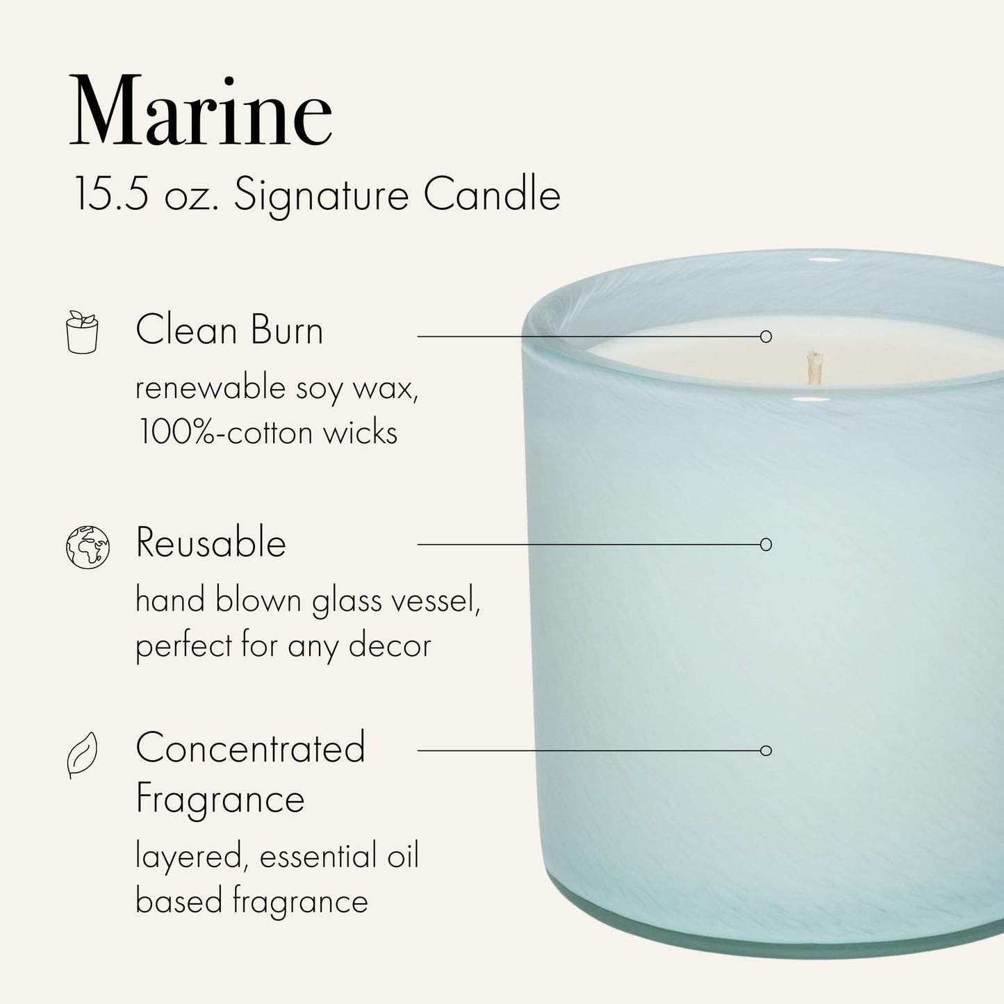 LAFCO New York Marine Signature Candle – 15.5 oz, 90-Hour Burn, USA Made