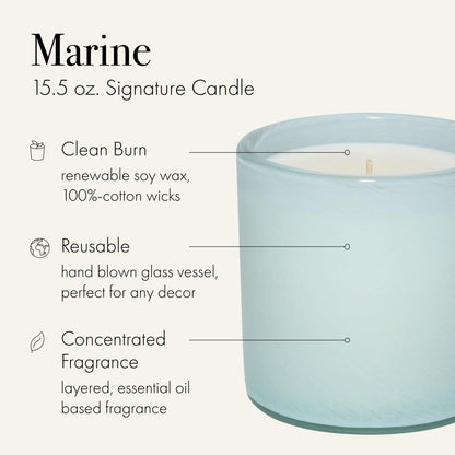 LAFCO New York Marine Signature Candle – 15.5 oz, 90-Hour Burn, USA Made