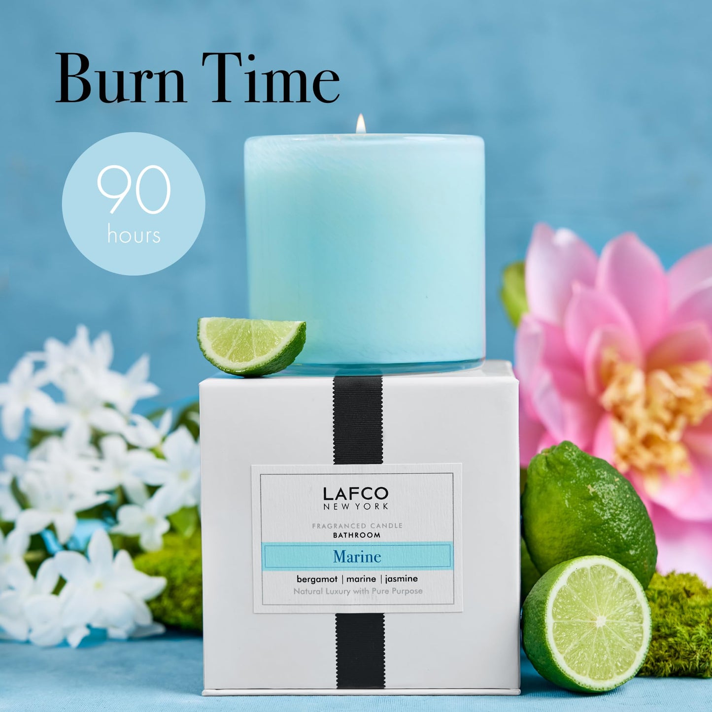 LAFCO New York Signature Candle Marine – 15.5 oz, 2-Pack, 90-Hour Burn Time, Hand-Blown Glass Vessel