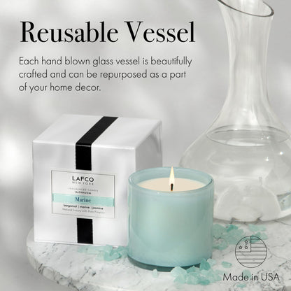 LAFCO New York Signature Candle Marine – 15.5 oz, 2-Pack, 90-Hour Burn Time, Hand-Blown Glass Vessel