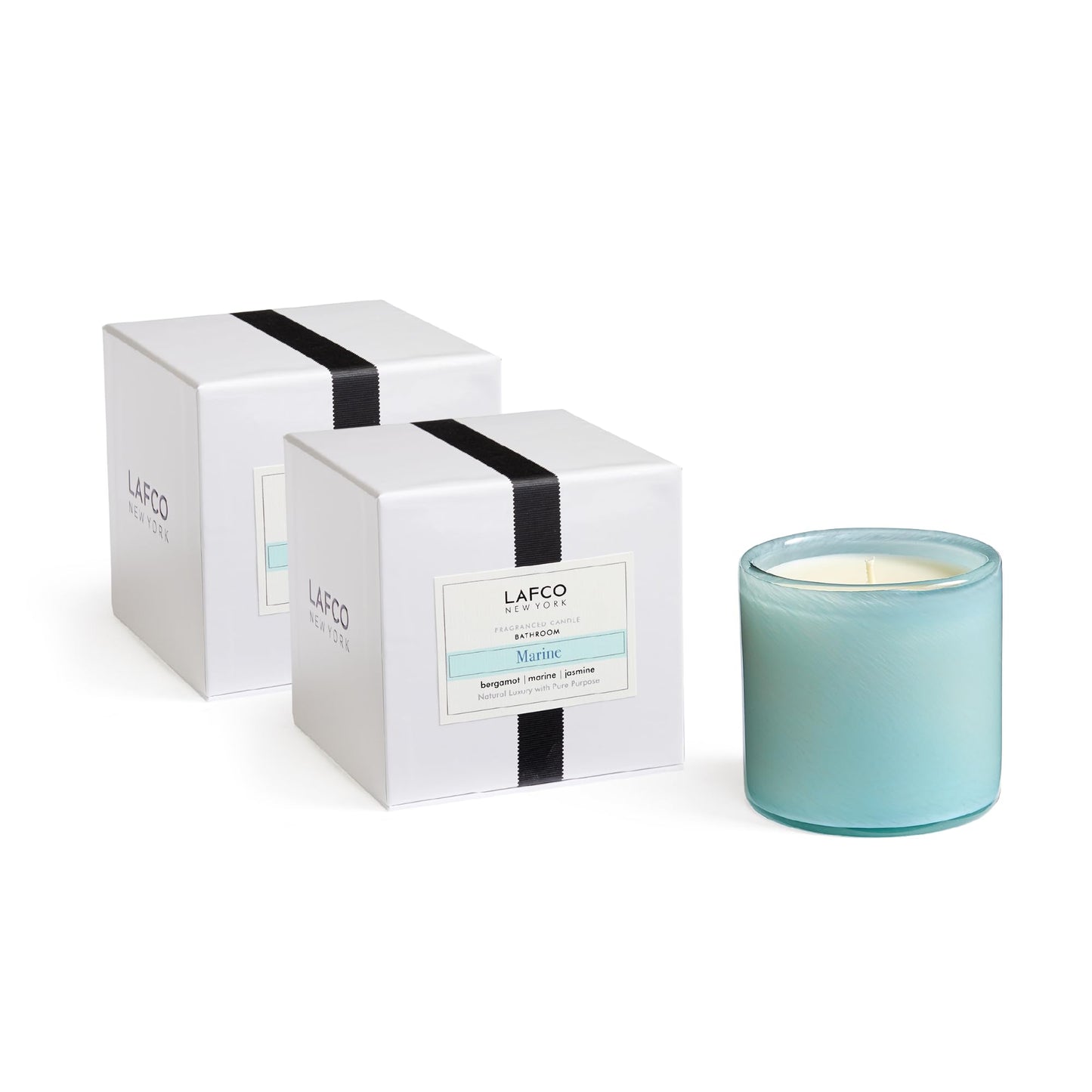 LAFCO New York Signature Candle Marine – 15.5 oz, 2-Pack, 90-Hour Burn Time, Hand-Blown Glass Vessel