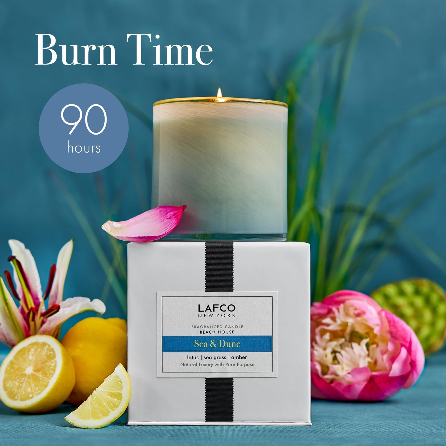 LAFCO New York Signature Candle Sea & Dune – 15.5 oz, 90-Hour Burn, Reusable Glass Vessel