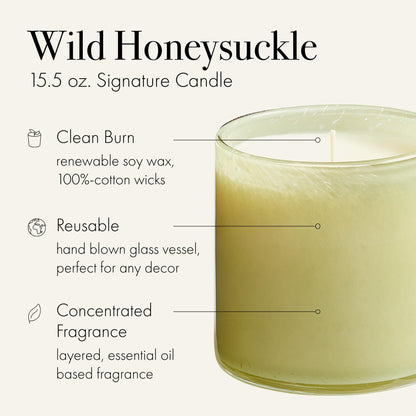 LAFCO New York Signature Candle, Wild Honeysuckle — 15.5 oz | 90-Hour Burn