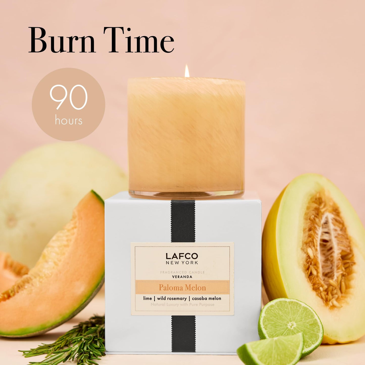 LAFCO New York Signature Candle Paloma Melon - 15.5 oz, 90-Hour Burn, Reusable Glass Vessel, Made in USA