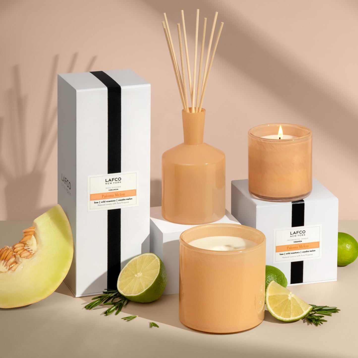 LAFCO New York Signature Candle Paloma Melon - 15.5 oz, 90-Hour Burn, Reusable Glass Vessel, Made in USA