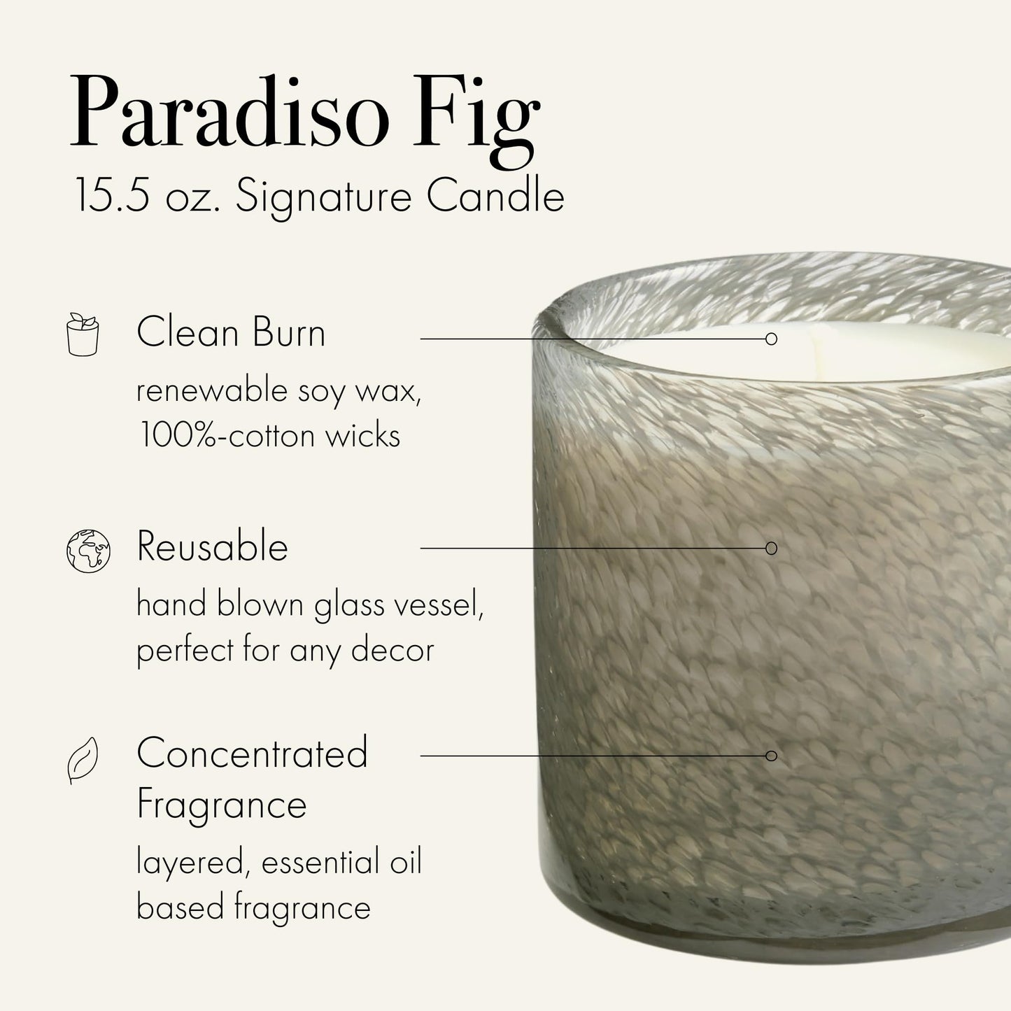 LAFCO New York Paradiso Fig Candle – 15.5 oz, 90-Hour Burn, Reusable Glass Vessel