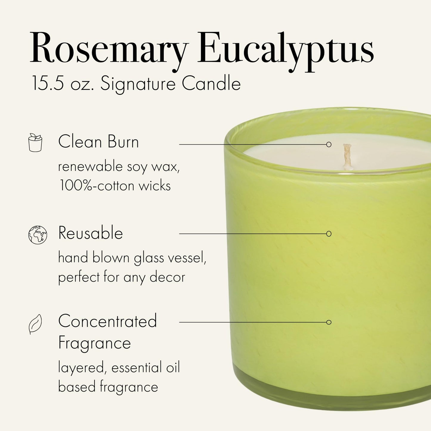 LAFCO New York Signature Candle – Rosemary Eucalyptus (15.5 oz, 90-Hour) | Made in USA