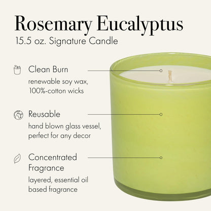 LAFCO New York Signature Candle – Rosemary Eucalyptus (15.5 oz, 90-Hour) | Made in USA