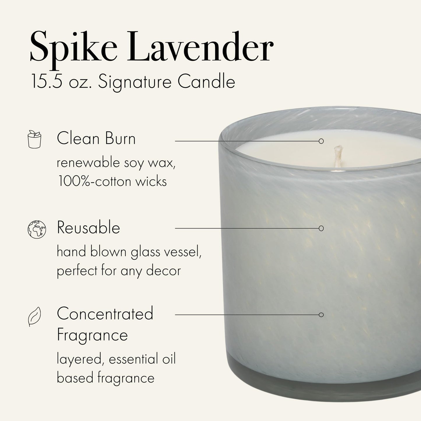 LAFCO New York Signature Candle - Spike Lavender | 15.5 oz, 90-Hour Burn