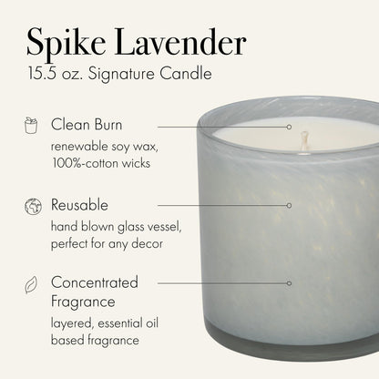 LAFCO New York Signature Candle - Spike Lavender | 15.5 oz, 90-Hour Burn