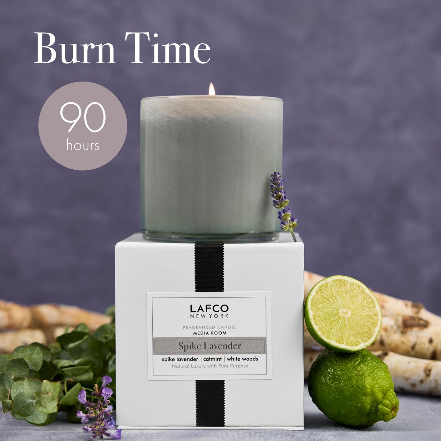 LAFCO New York Signature Candle - Spike Lavender | 15.5 oz, 90-Hour Burn