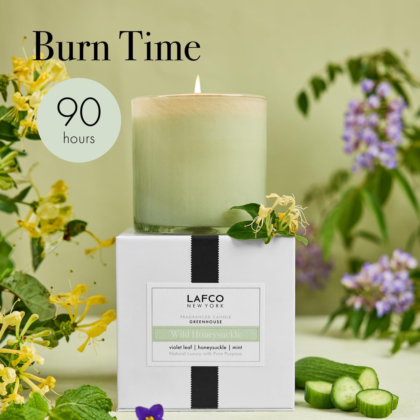 LAFCO New York Signature Candle, Wild Honeysuckle — 15.5 oz | 90-Hour Burn