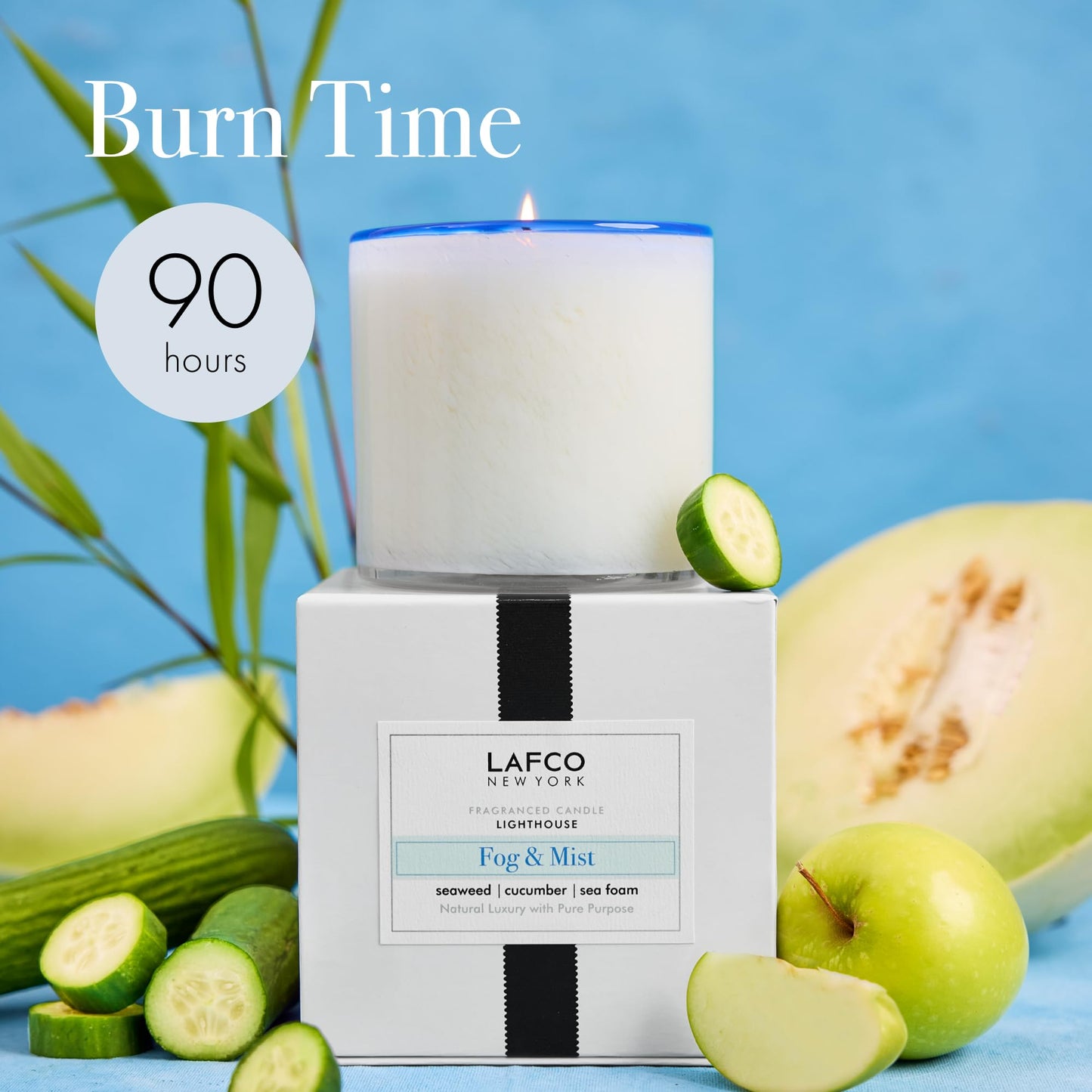 LAFCO New York Signature Candle: Fog & Mist (15.5 oz, 90-Hr Burn) - Made in USA