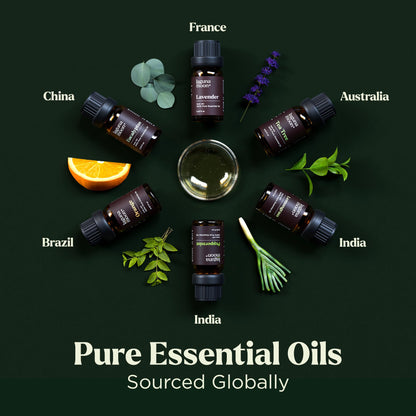 Lagunamoon 6x10ml Essential Oils Christmas Set – Peppermint, Tea Tree, Lavender, Eucalyptus, Orange, Lemongrass