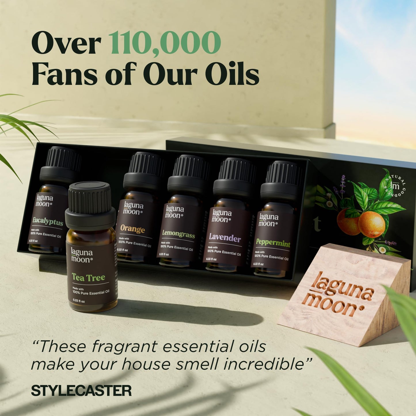 Lagunamoon 6x10ml Essential Oils Christmas Set – Peppermint, Tea Tree, Lavender, Eucalyptus, Orange, Lemongrass