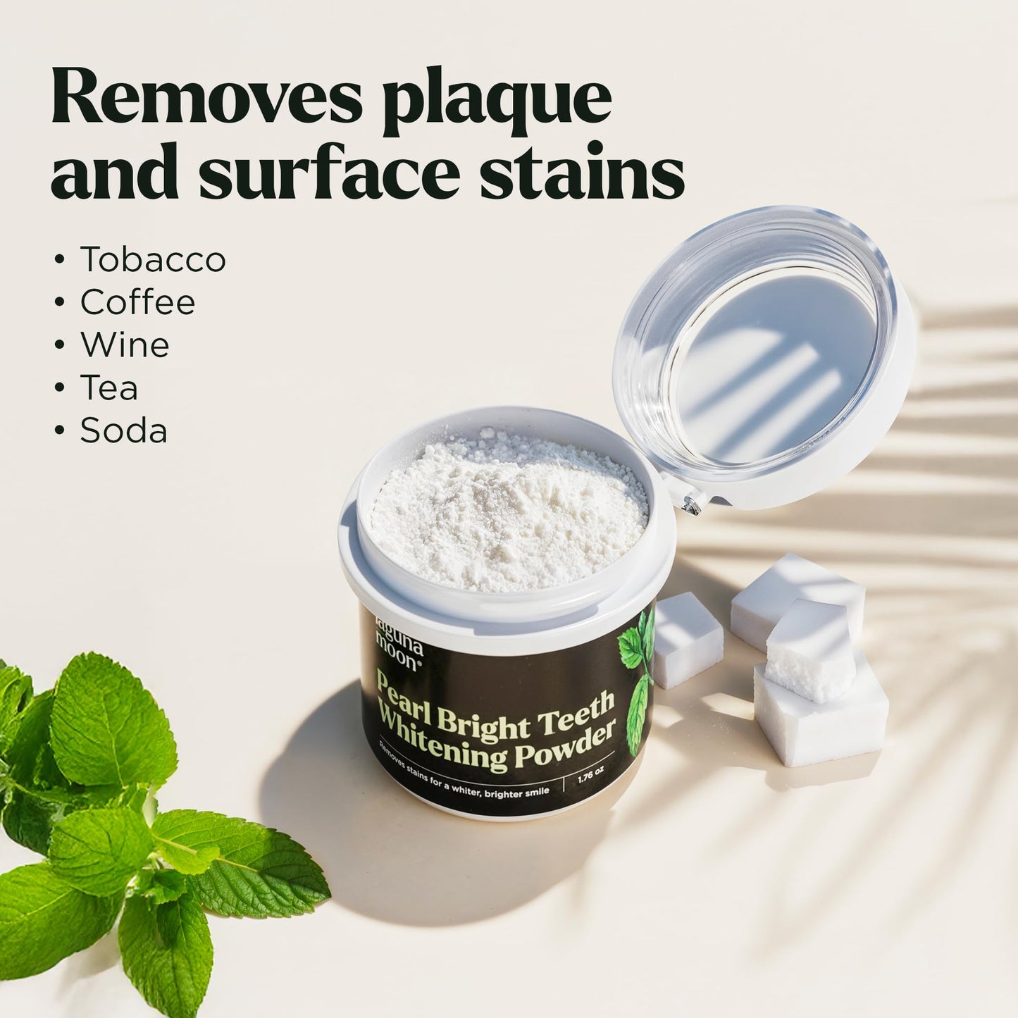 Lagunamoon Teeth Whitening Powder 50g – Bright Pearl Spearmint