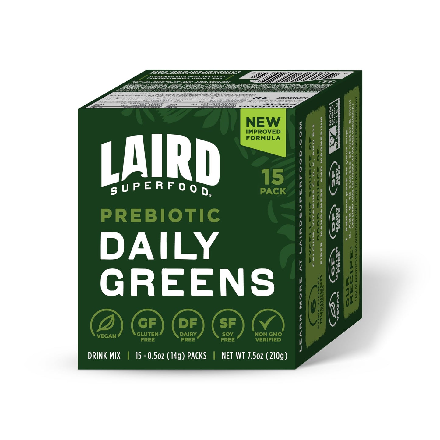 Laird Superfood Prebiotic Daily Greens – 15 Sachets – Vegan & Non-GMO
