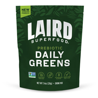 Laird Superfood Prebiotic Daily Greens Powder – 7.8 oz Bag | Vegan, Non-GMO