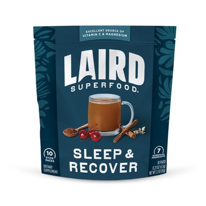 Laird Sleep & Recover Bedtime Drink Mix – Tart Cherry & Chamomile, 0.3 oz Pack of 10