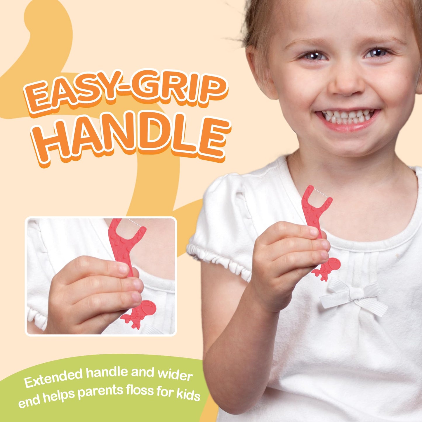 Lakeyface 200 Count Biodegradable Kids Flossers | Eco Friendly Plant-Based Floss Picks, Giraffe Design, No Fluoride, BPA Free