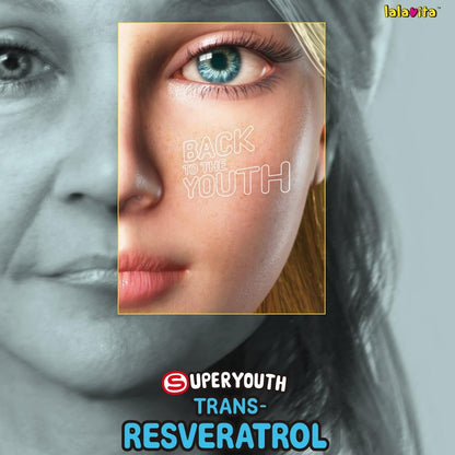lalavita SuperYouth Trans-Resveratrol 300mg – 90 Veggie Capsules (90 Day) – Yeast Fermentation