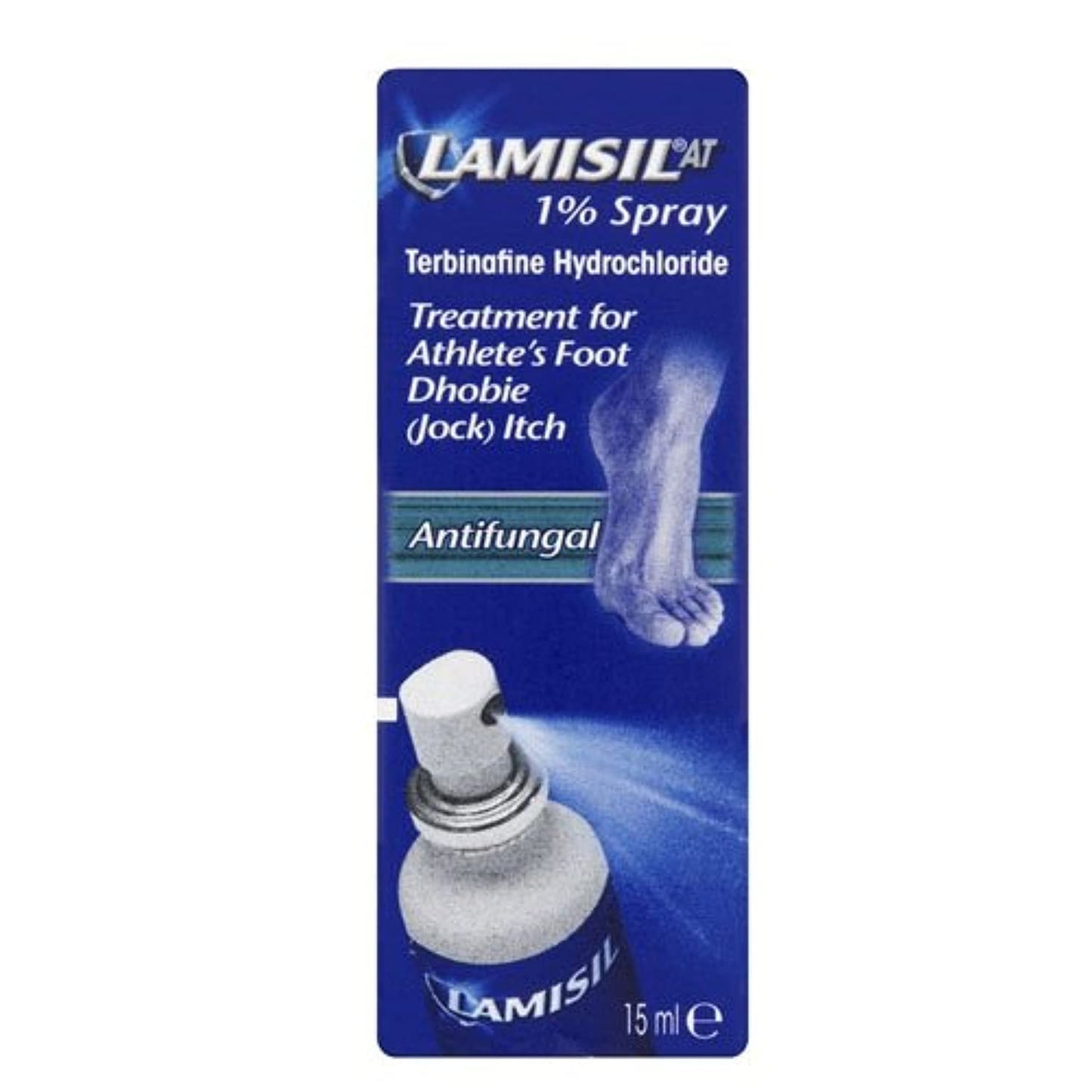 Lamisil 1% Spray 15ml – Fast, Non-Greasy Relief for Athlete's Foot (Between Toes)