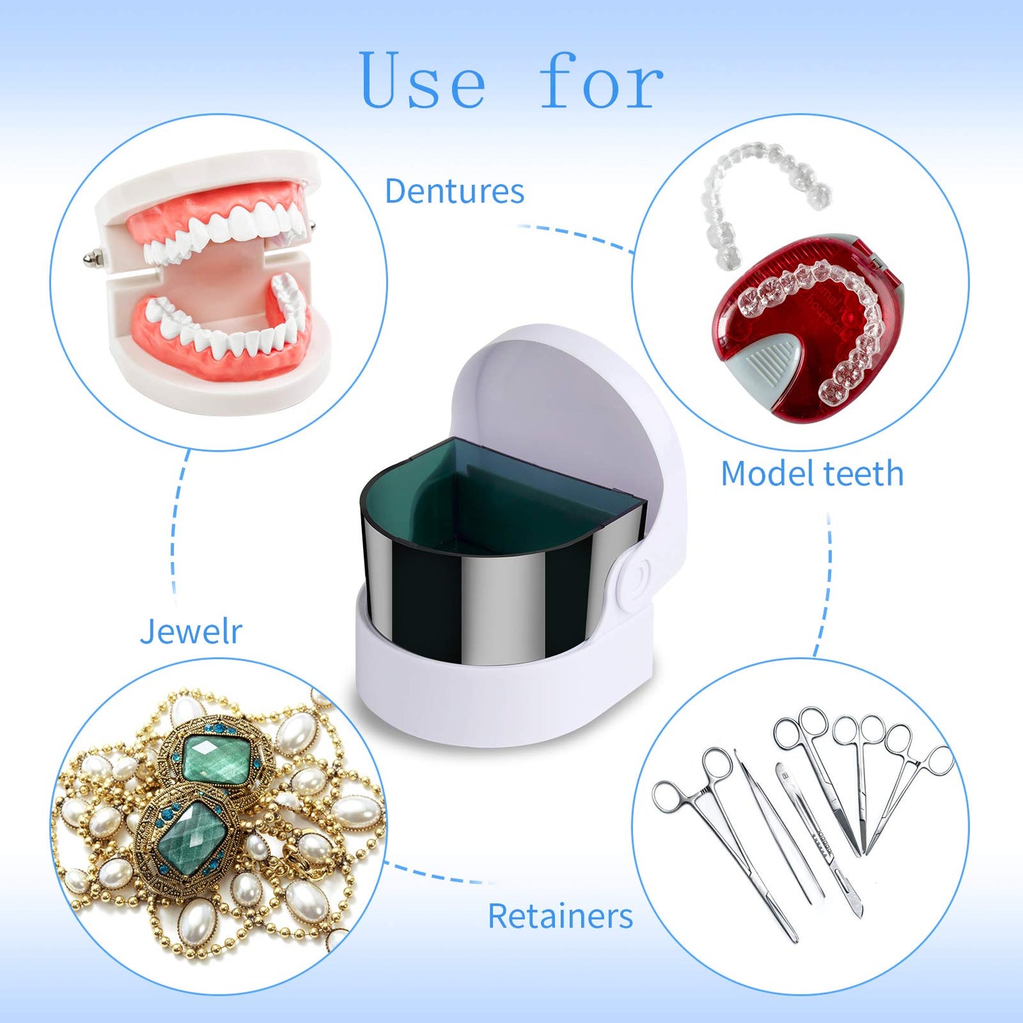 Lamoutor Sonic Cordless Cleaner for Jewelry, Dentures & More | Fast Home Cleaning