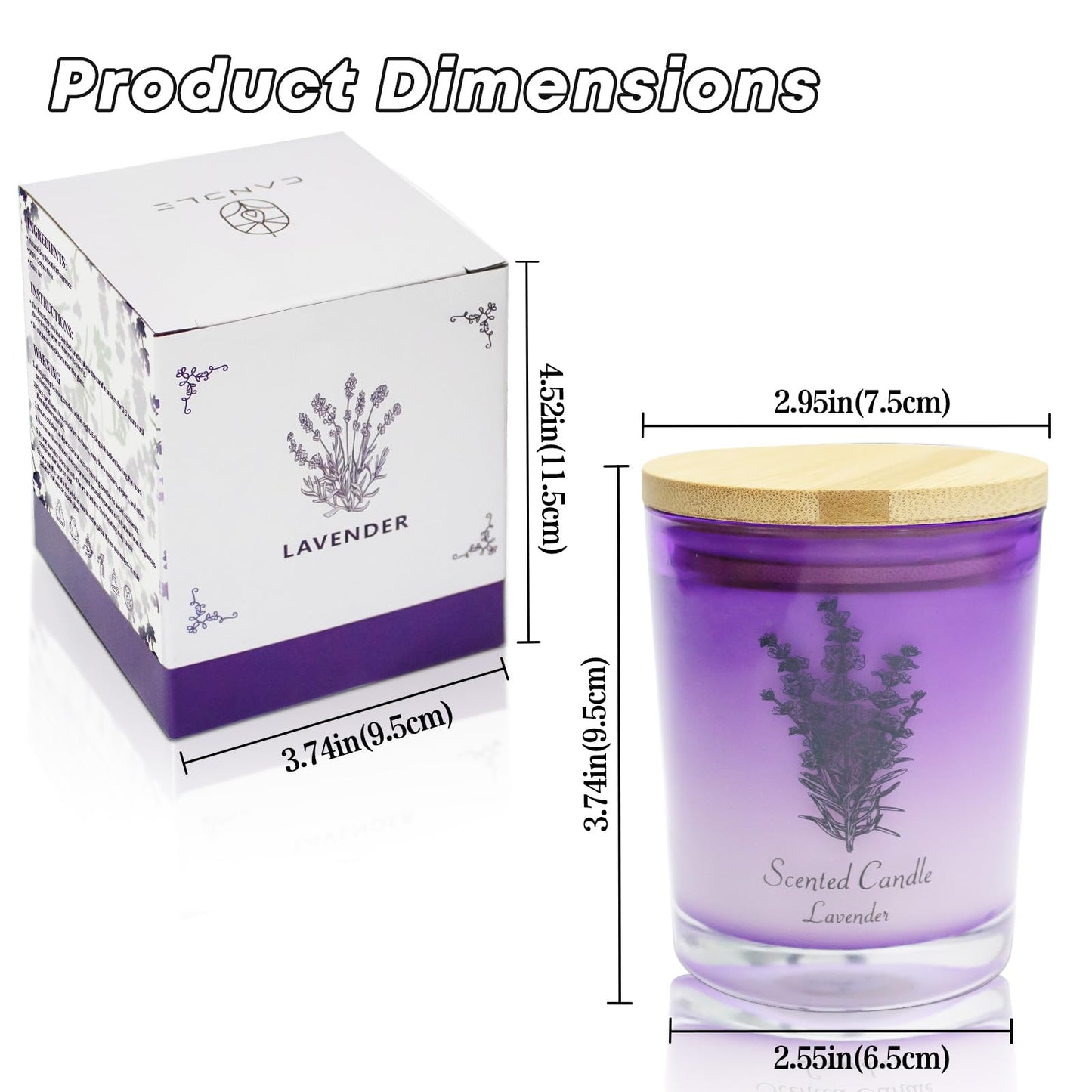 Lamway Lavender Soy Candle 8 oz — Aromatherapy, 45h Burn, Gift for Her