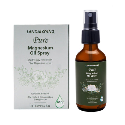 LANDAI QYING Pure Magnesium Oil Spray, Organic Natural Magnesium Oil for Feet, Easy to Absorb Mg Spray for Feet, Body and Skin, Muscle Support, 60ml/2 fl oz
