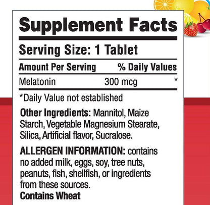 Landau Melty Melatonin 0.3mg (300 mcg) – Cherry, Fast-Dissolving Sleep Aid | 100 Tablets, Kosher, Made in USA