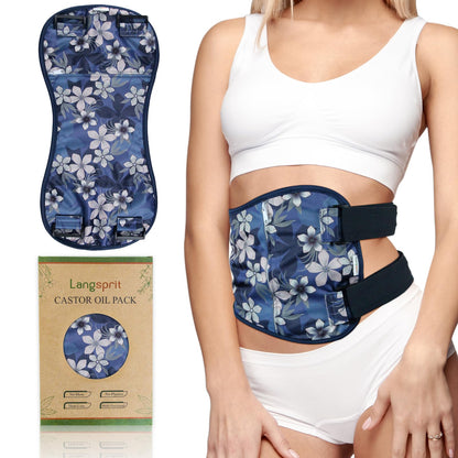 Langsprit Castor Oil Pack Wrap – Organic Cotton, Reusable Castor Oil Pads for Liver Detox