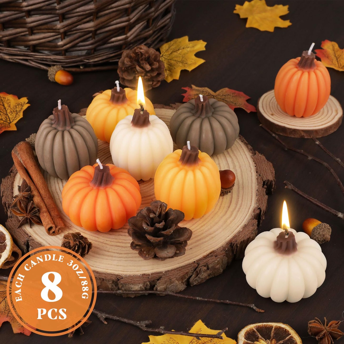 Lanpn 8-Pack Fall Scented Candles Gift Set – Pumpkin Shaped Tealights