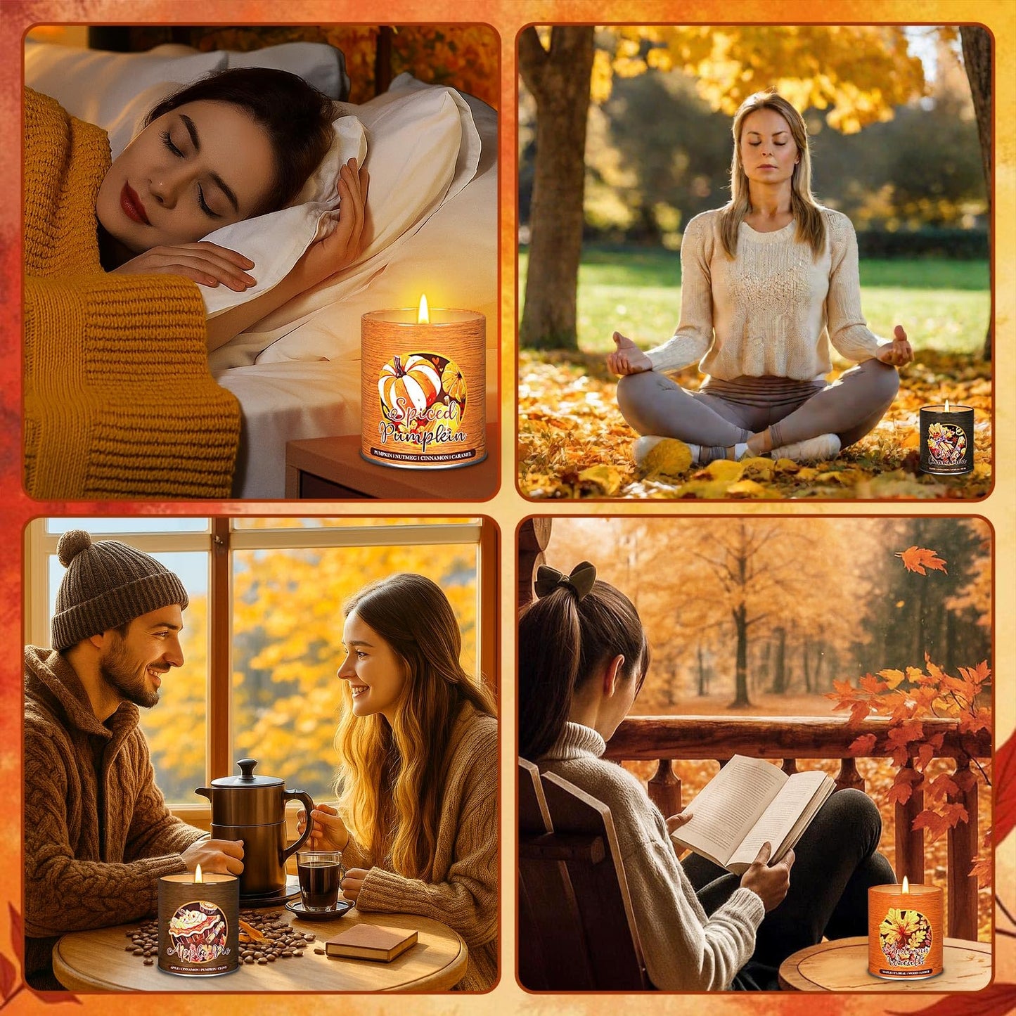 Lanpn Fall Scented Candles Gift Set – 4 Pack 36oz Soy Jar Candles for Autumn & Thanksgiving